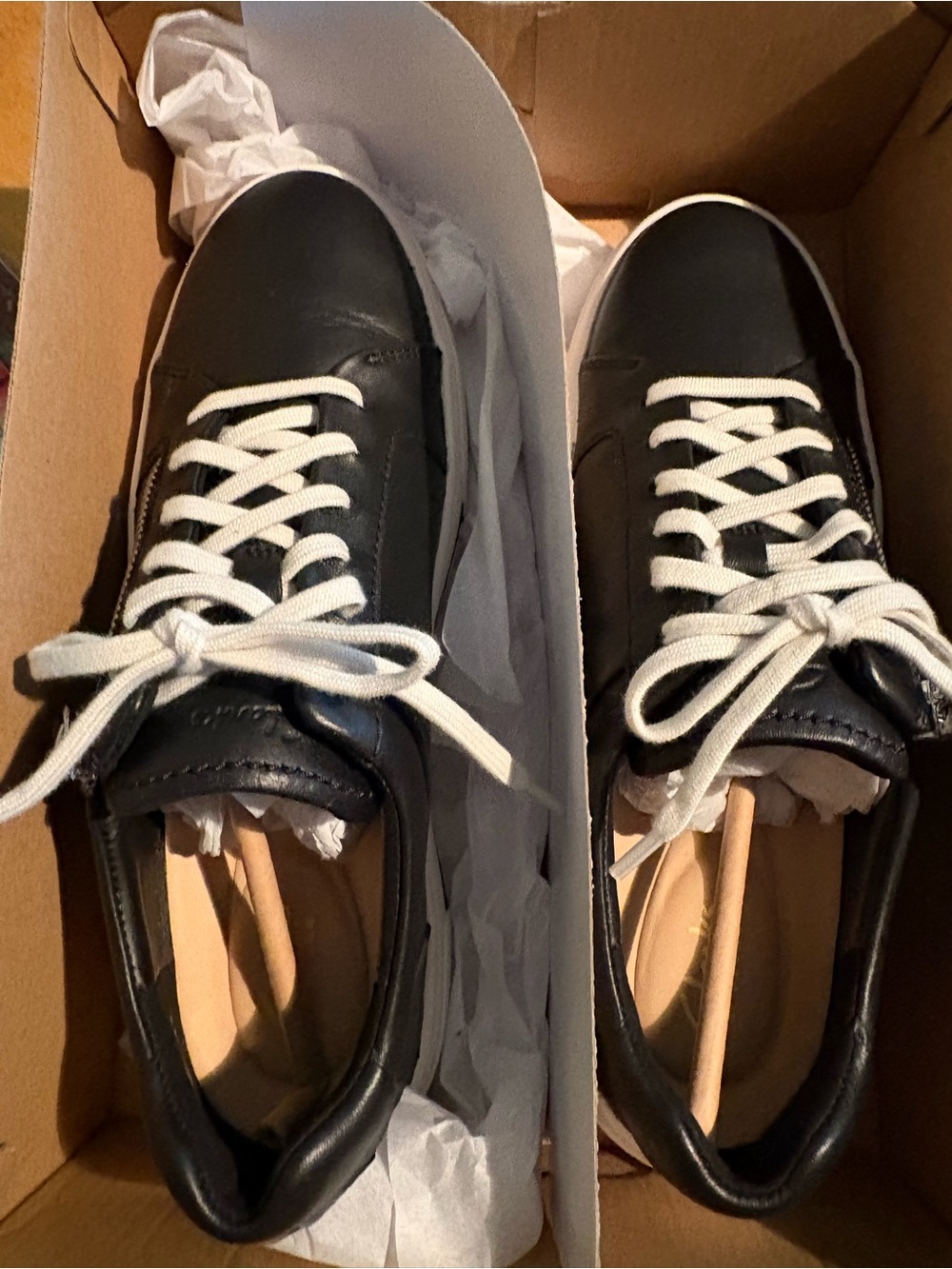 Clark’s Classic Black Leather Lace-Up Sneakers - Women's